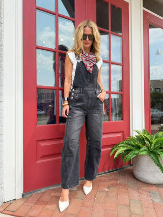 Quinn Denim Overalls Washed Black