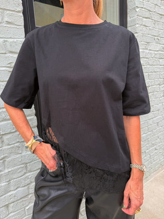 Olivaceous | Jade Lace Trim Top Black