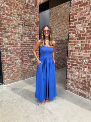 Medina Strapless Dress Cobalt