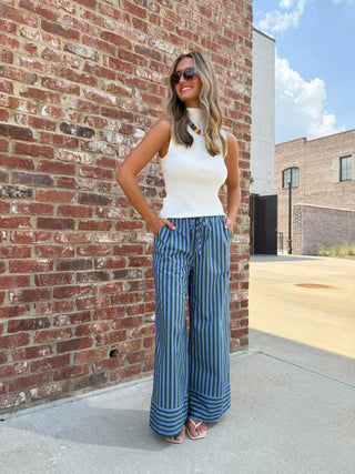 ENTRO | Boardwalk Breeze Wide-Leg Pants - Hunter Green