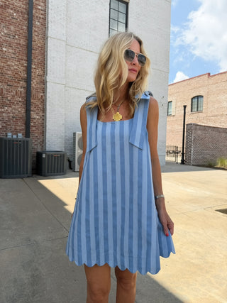 GLAM | CJ Scallop Mini Dress Sky