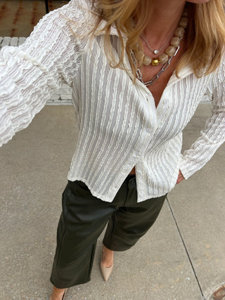 Sage The Label | Hideaway Stripe Ruffle Top Ivory