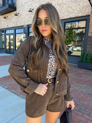 Sadie & Sage | New Chapter Leather Jacket Dark Brown