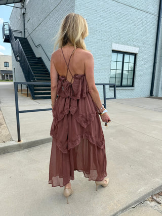 LENA | Tessa Tiered Lace Midi Dress
