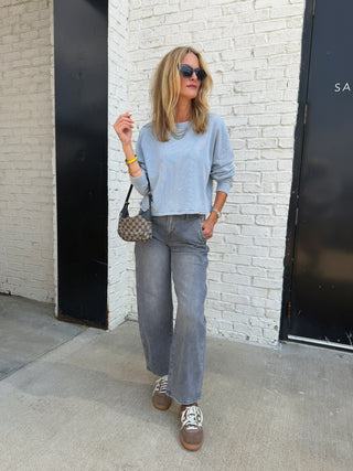 Circuit Knit Denim Sweatshirt Ocean Air Indigo
