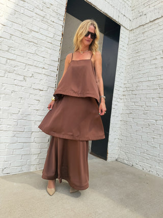 Amelie Layered Maxi Dress Chocolate
