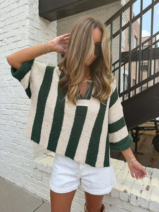 Blythe Striped Sweater Hunter Green
