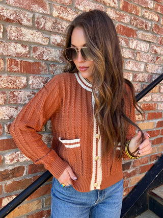 Entro | Lorai Solid Long Sleeve Cardigan Brown