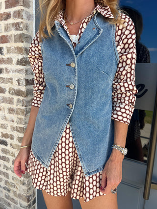 EESOME | Kaci Button Denim Vest Denim