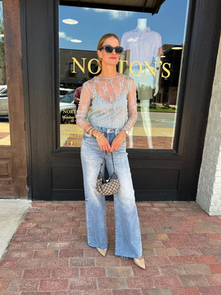 Miou Muse | The Sheer Romance Top Blue