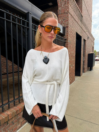 Cecily Wrap Sweater Off White