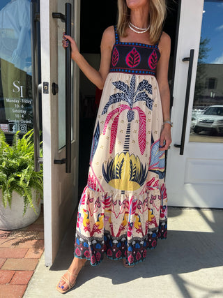 Sundayup | Dylin Tropical Print Sleeveless Dress Multi