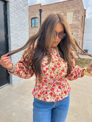 Olivaceous | Carley Floral Shirt Peach Rust