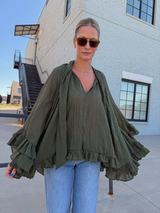 Marlowe Cuff Blouse Olive