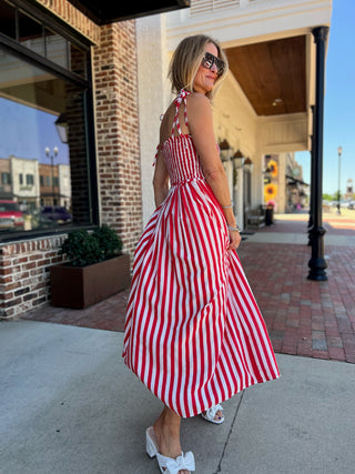 Entro | Rachel Shoulder Tie Midi Dress Red