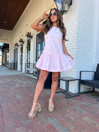 Leighton Bow Dress Pink