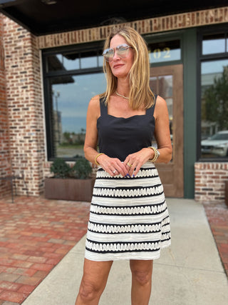 Adelyn Rae | Bonnie Contrast Ribbon Blocked Mini Dress Black/Cream