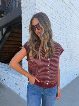 Lottie Pinstripe Knit Wine