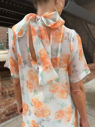ENTRO | Mist Floral Midi Dress Orange