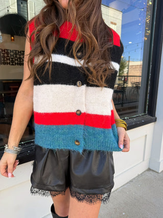 Jolie Sweater Multicolor Striped Vest