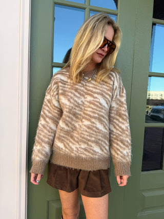 Tessa Zebra Sweater Tan