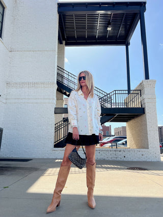 Fade Theory Denim Pleated Skort
