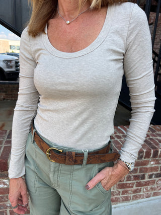Z Supply | Second Skin Scoop Neck Top Oatmeal Heather