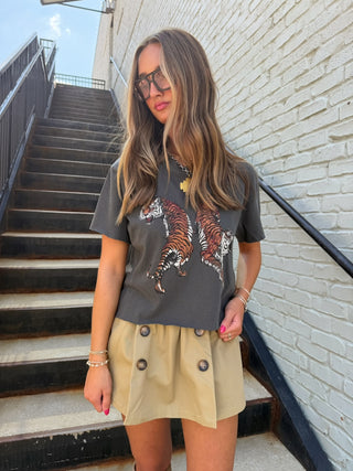 Two Tigers Graphic Crop Top Pepper