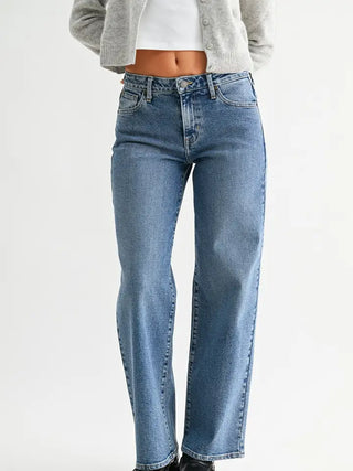 Rachael Mid Rise Slim Wide Leg Jeans