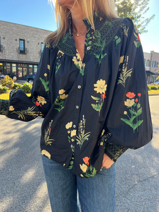 Entro | Britt Smocked Ruffle Blouse Black