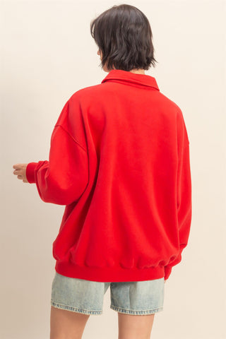 Ariana Oversized Polo Pullover Red [Door Buster]