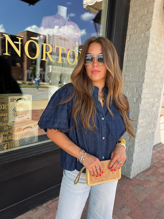 Olivaceous | Bayside Denim Blouse