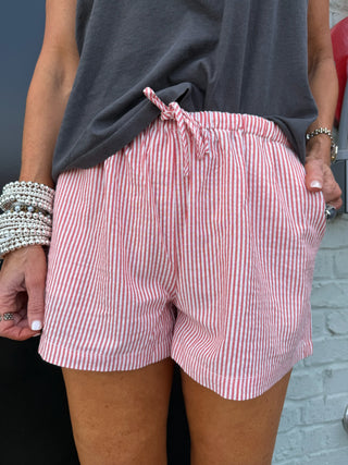 Breland Stripe Shorts Red