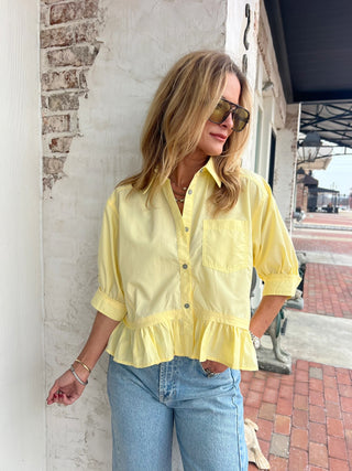 The Wren Tiered Peplum Top Yellow