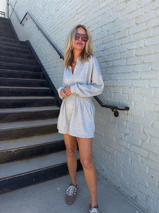 Carly Collared Shirt Romper Heather Grey