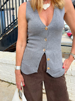 Deluc | Harry Knit Vest Grey Melange