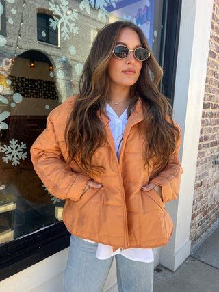 Arlen Cute Quilted Puffer Jacket Orange  [Door Buster]