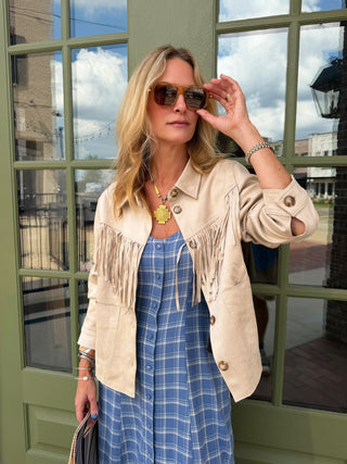 Brooke Suede Fringe Jacket Cream