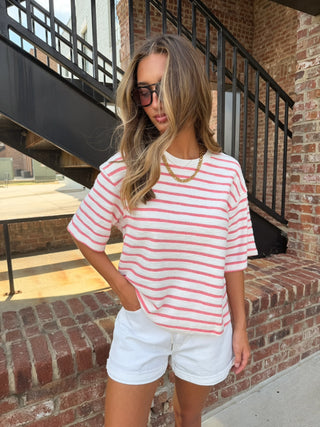 Classic Days Tee Pink Stripe