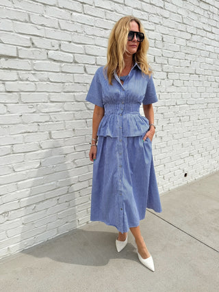 Entro | Gingham Blue and White Dress