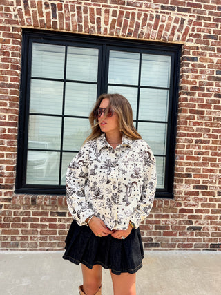 Western Ink Denim Top