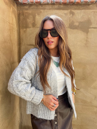 Sage The Label | Rhia Cropped Cardi Heather Grey