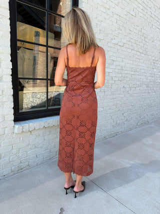 Ainsley Suede Midi Dress Brown
