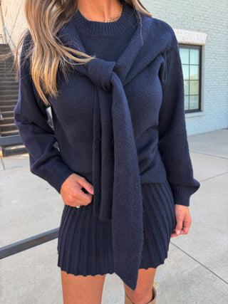 Brushed Knit Sweater Set Navy