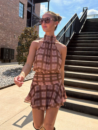 Hope Halter Plaid Dress