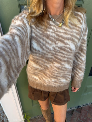 Tessa Zebra Sweater Tan