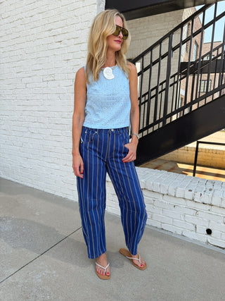 AARON & AMBER | The Soleil Stripe Pant - Blue