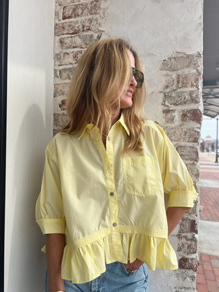 The Wren Tiered Peplum Top Yellow