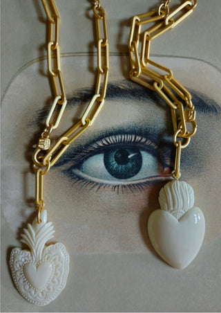 Amulet Brave Design | Carved Bone Heart Necklace