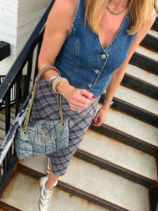 Le Lis | Erica Midi Skirt Grey and Brown Plaid